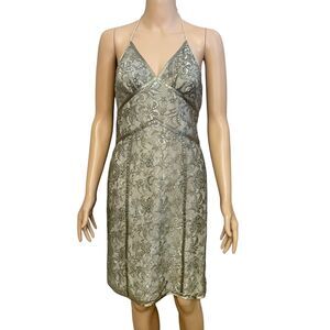 Y2K Express Lace Babydoll Halter Dress XS Sequin Fairy Coquette Romantic Gray